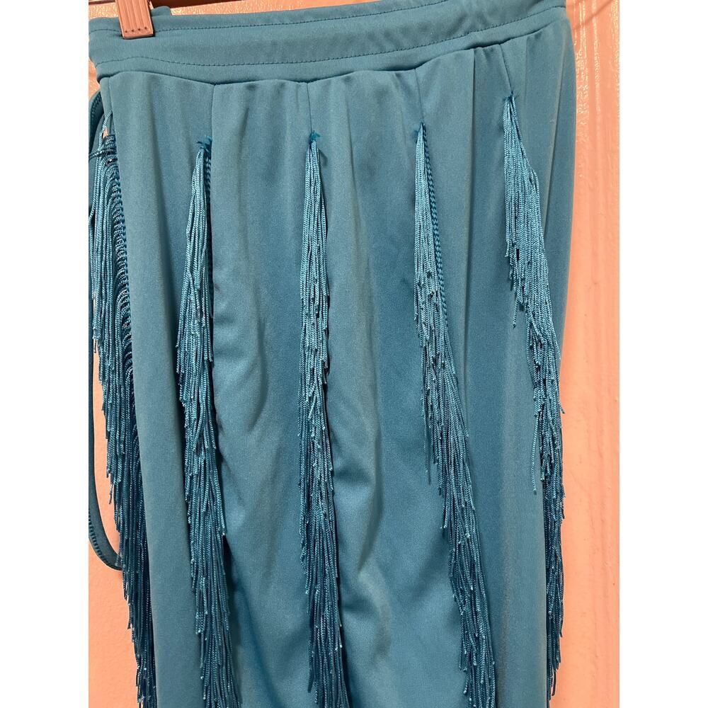 Women's Boho Drawstring Waist Long Fringe Tassel Pants Blue Size S - Picture 13 of 13